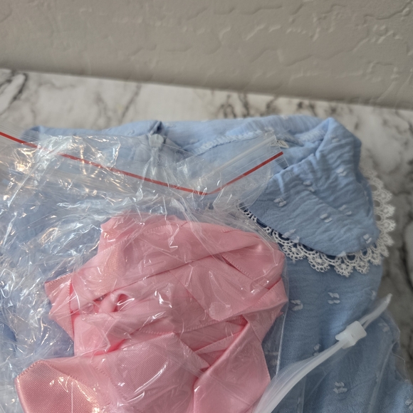 Blue Dress with Pink Ribbon and Accessories - Picture 2 of 5